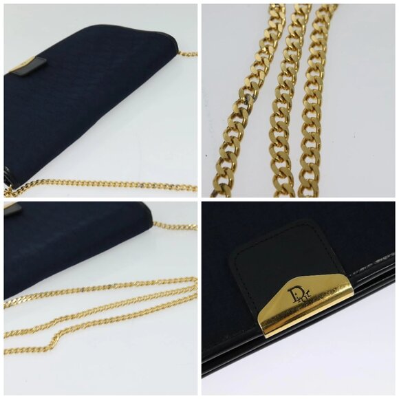 Christian Dior Trotter Canvas Chain Shoulder Bag Navy Gold Auth 125985 - Picture 16 of 16